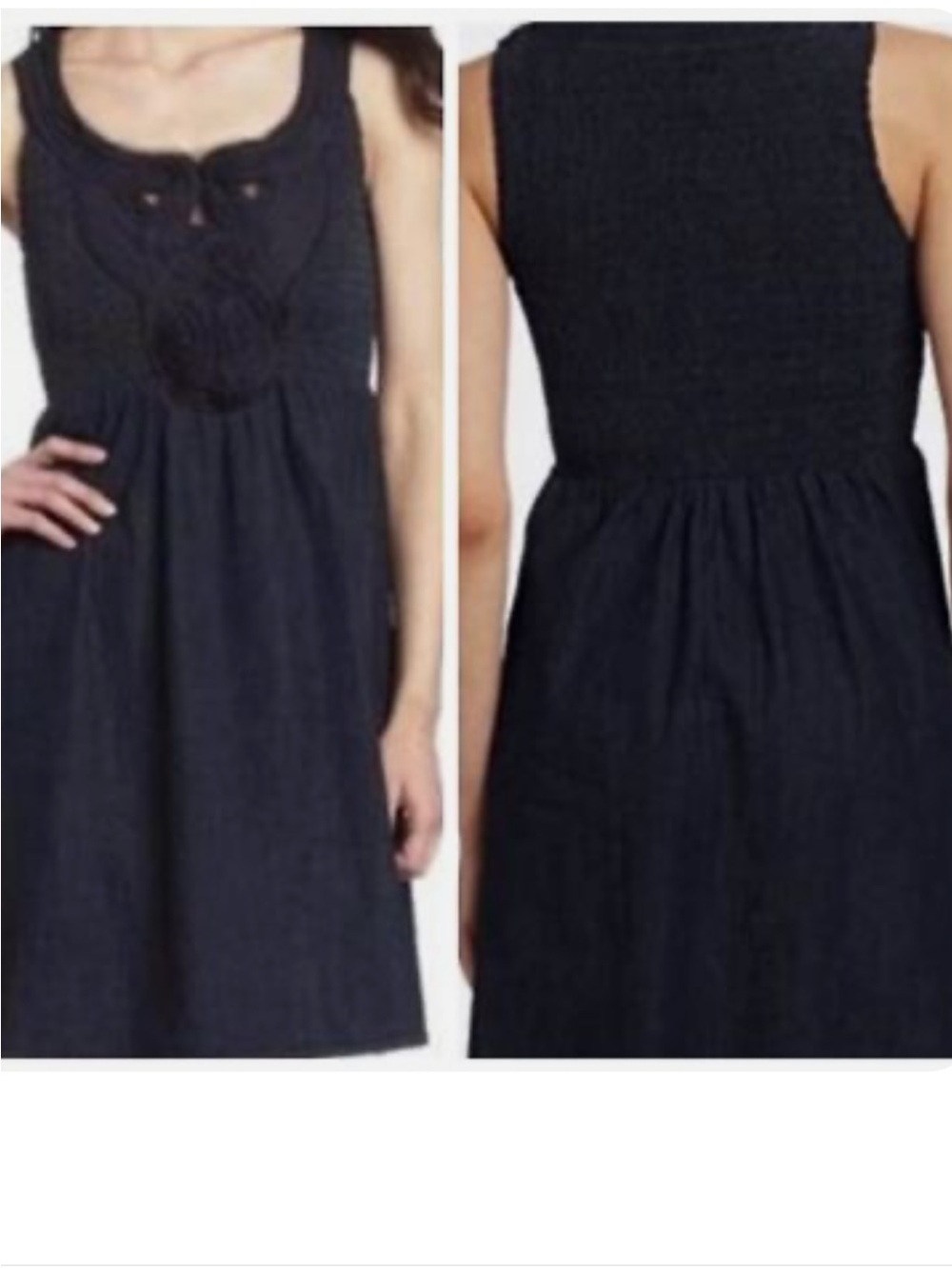 Calvin Klein denim Sleeveless Crochet Yoke Midi Dress